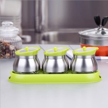 玻璃調(diào)味罐套裝 調(diào)味料瓶罐盒廚房用品儲(chǔ)物罐不銹鋼304食品級(jí)