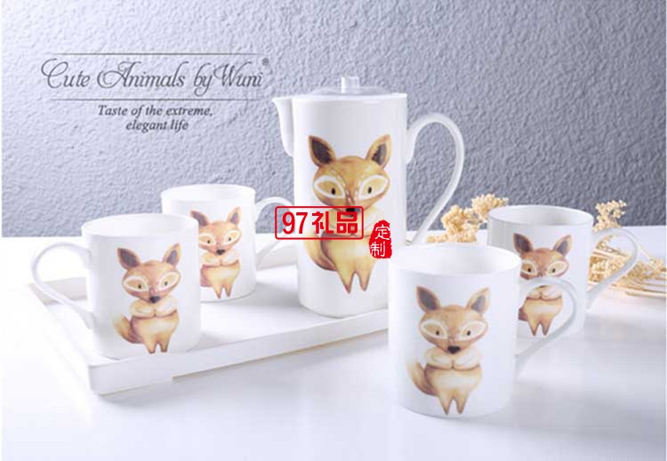 歐式卡通耐高溫陶瓷茶具套裝 咖啡托盤(pán)套裝 可定制logo