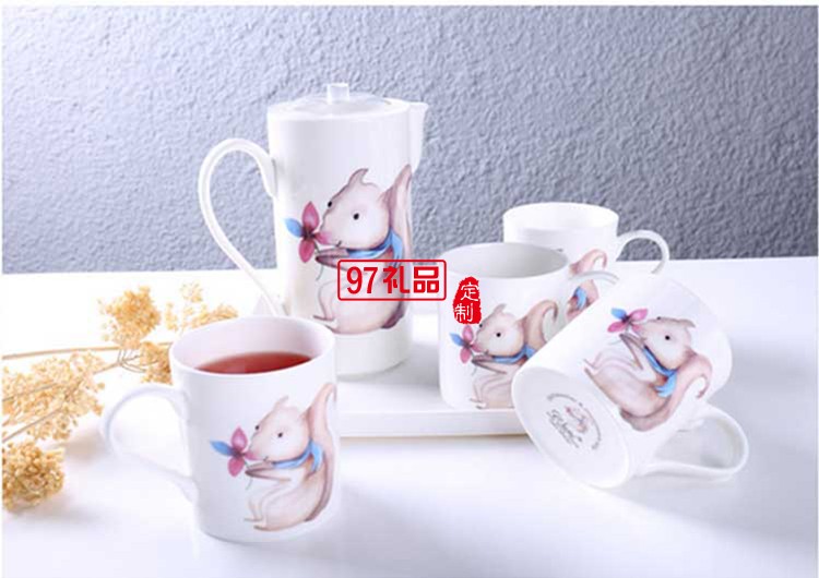 歐式卡通耐高溫陶瓷茶具套裝 咖啡托盤(pán)套裝 可定制logo