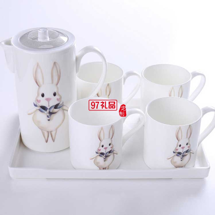 歐式卡通耐高溫陶瓷茶具套裝 咖啡托盤(pán)套裝 可定制logo