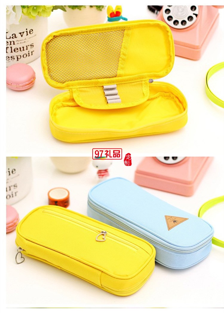 簡約風糖果色大容量多功能筆袋 logo定制