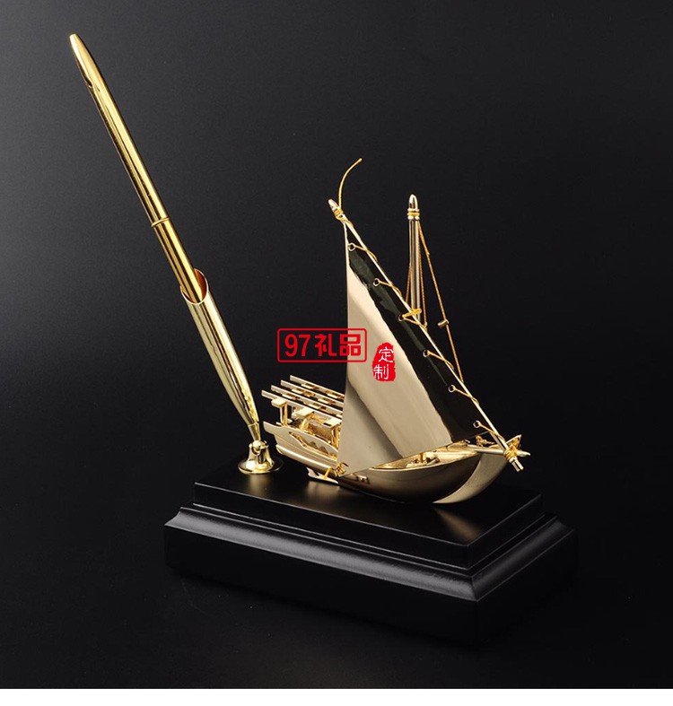 一帆風順商務(wù)擺件金屬帆船高檔紀念品送客戶工藝品
