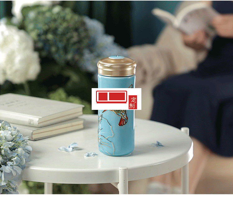 乾唐軒活瓷 吉星蜂鳥(niǎo)陶瓷杯隨身水杯商務(wù)創(chuàng)意禮品杯送客戶伴手禮