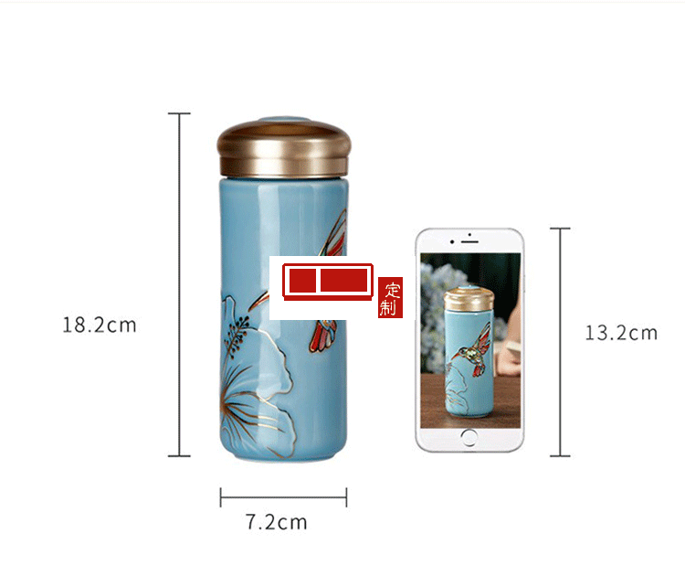 乾唐軒活瓷 吉星蜂鳥(niǎo)陶瓷杯隨身水杯商務(wù)創(chuàng)意禮品杯送客戶伴手禮