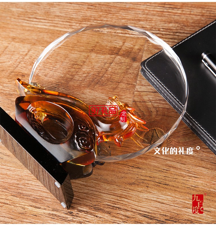 創(chuàng)意祥龍如意造型水晶琉璃獎牌