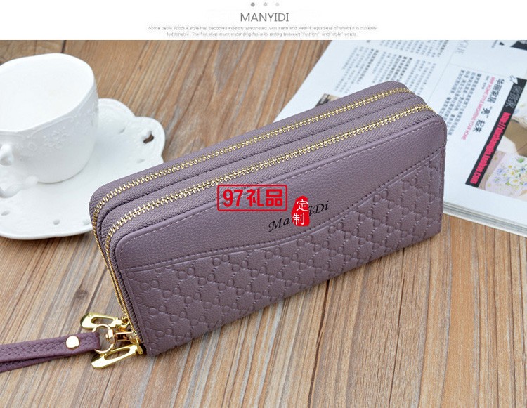 新款女士錢(qián)包長(zhǎng)款大容量雙拉鏈?zhǔn)帜缅X(qián)包女雙層手抓包