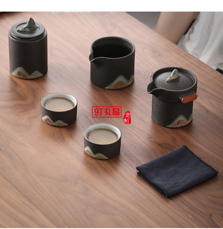 戶外旅游便攜式收納日式遠山禪意粗陶家用旅行快客杯功夫茶具套裝