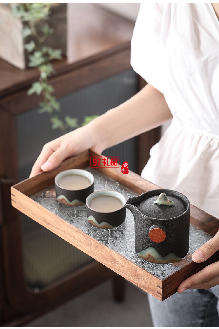 戶外旅游便攜式收納日式遠山禪意粗陶家用旅行快客杯功夫茶具套裝