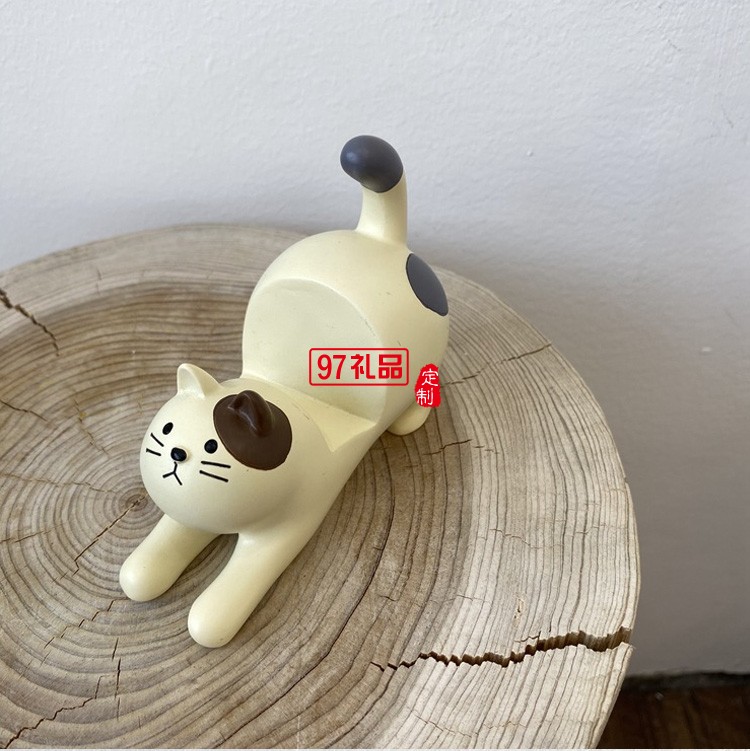 日式卡卡通貓咪手機支架桌面擺件