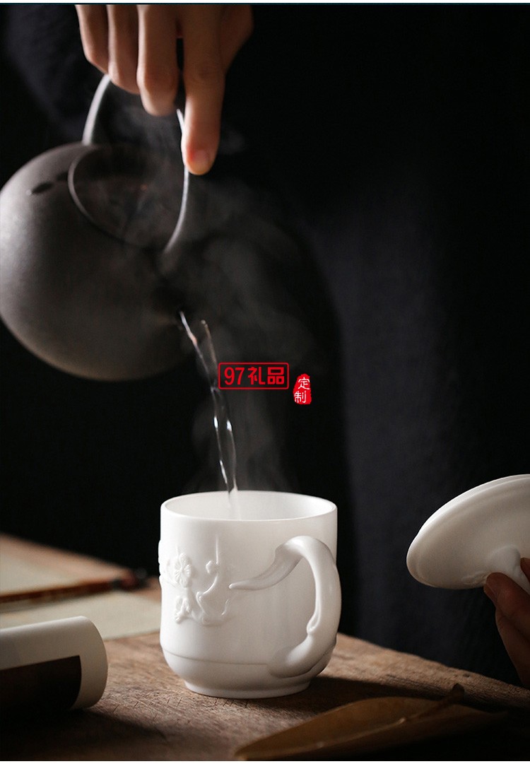 白瓷辦公杯中國白羊脂玉茶具主人杯個(gè)人杯商務(wù)禮品定制LOGO