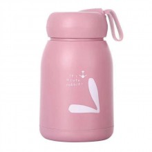 可愛萌萌兔水杯便攜式水杯學(xué)生帶提繩杯子