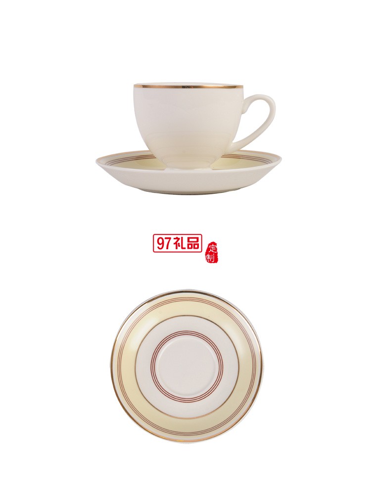 創(chuàng)意三件套線條金邊手工描金歐式骨瓷咖啡杯碟套裝花茶杯可加LOGO