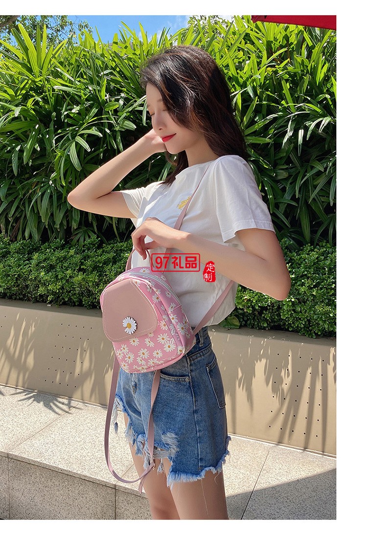 新款小菊花印花掛飾迷你小背包時(shí)尚休閑單肩手機(jī)包