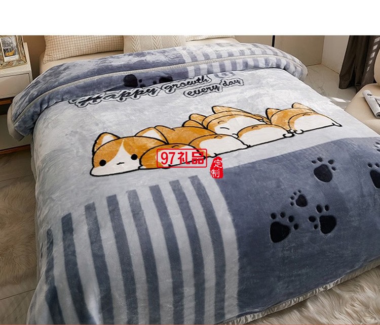  啄木鳥(niǎo) 拉舍爾毛毯柯基 ZMN-RT005定制公司廣告禮品