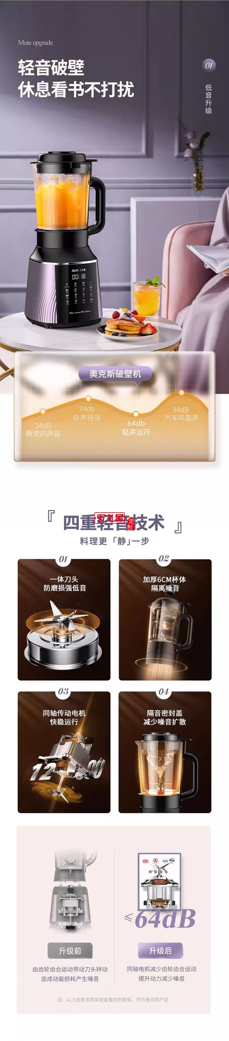 奧克斯破壁機(jī)全動(dòng)自動(dòng)豆?jié){機(jī)家用多功能無渣榨汁機(jī)加熱料理機(jī)新款